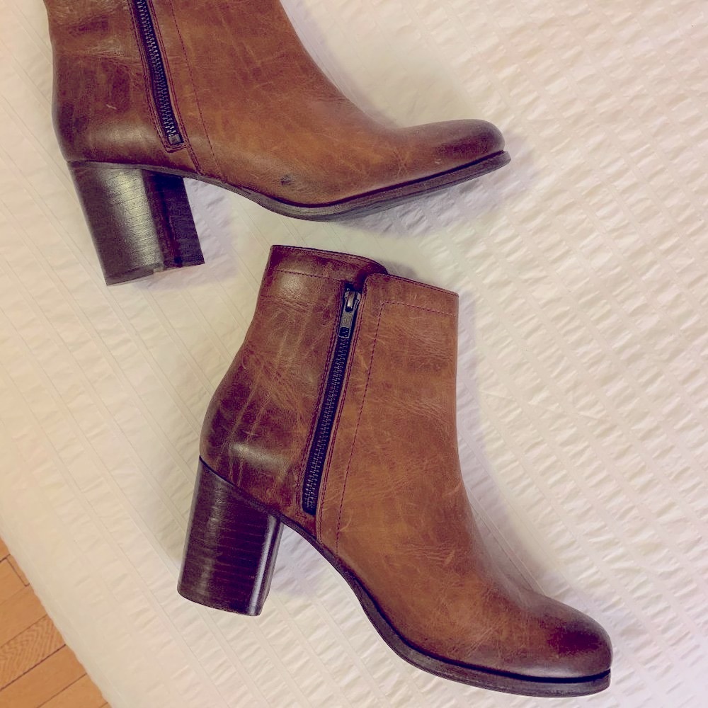 Frye Double Zip Leather Booties Size 11